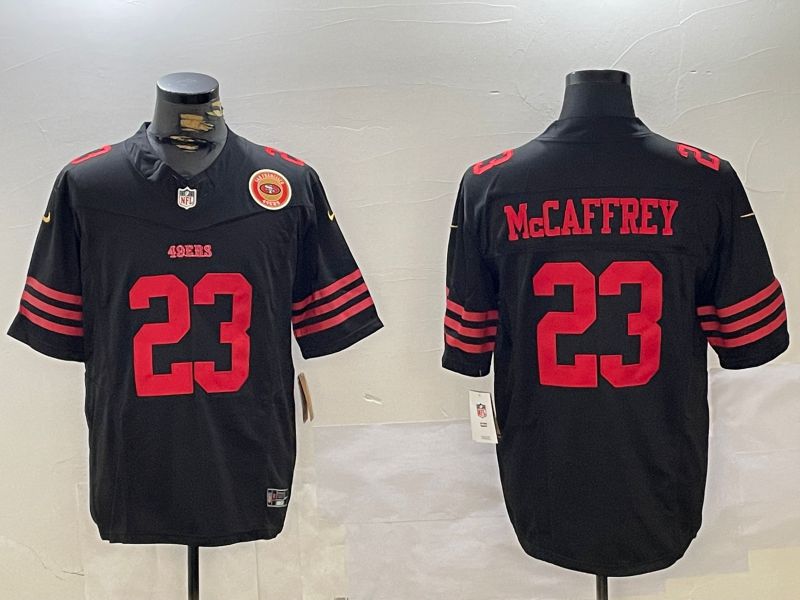 Men San Francisco 49ers #23 Mccaffrey Black Three generations 2024 Nike Vapor Limited NFL Jersey style 4